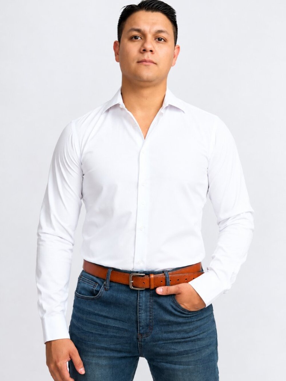 Men's Geoffrey Beene White Shirt Size M Modern Fit Stretch  NWT - Moda Journey